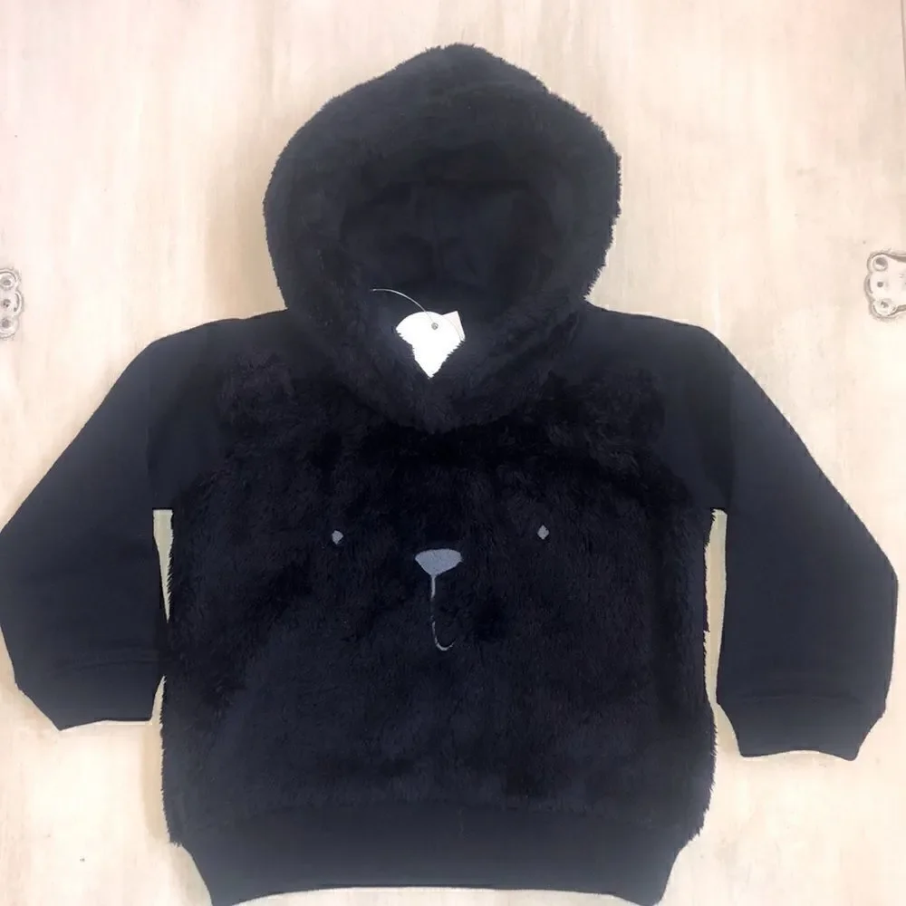 NWT Baby gap navy blue bear cozy lined hoodie